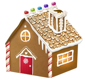 Charming Festive Gingerbread House Clipart with Colorful Candy Roof Decorations