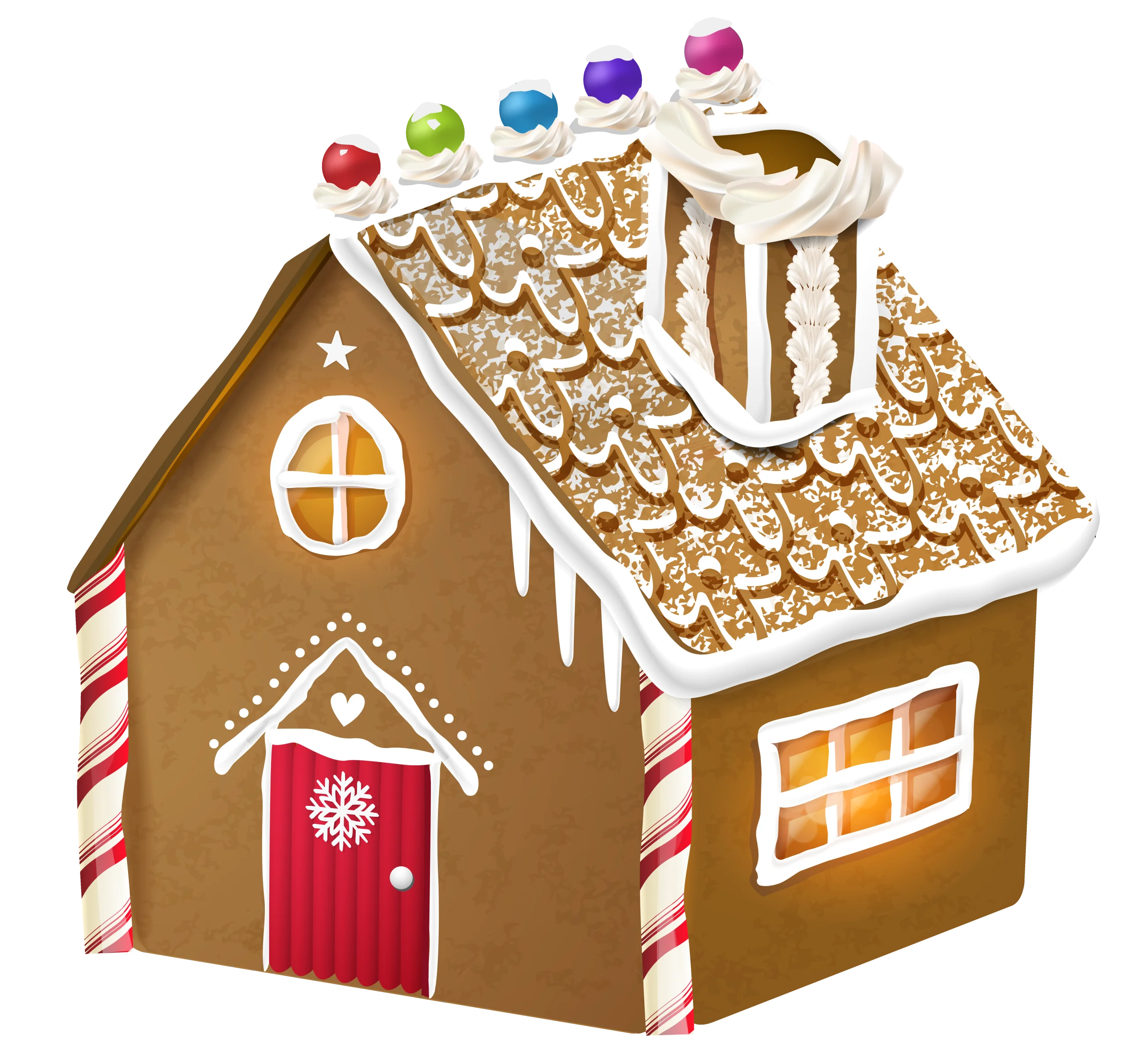 Charming Festive Gingerbread House Clipart with Colorful Candy Roof Decorations