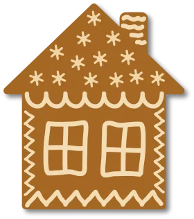 Charming Festive Gingerbread House Clipart with Snowy Winter Details