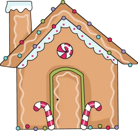 Charming Festive Gingerbread House Clipart with Whimsical Holiday Decorations