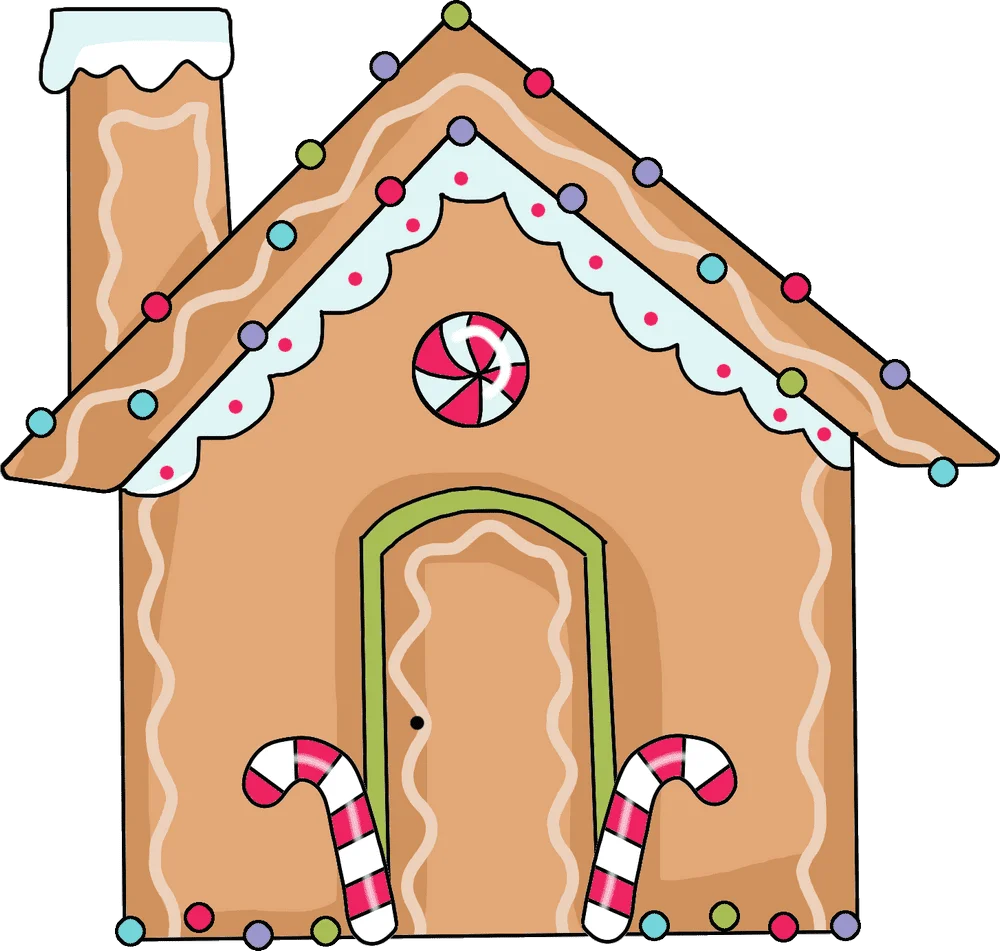 Charming Festive Gingerbread House Clipart with Whimsical Holiday Decorations