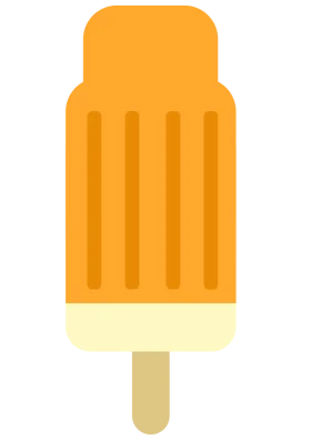 Cheerful Orange Summer Popsicle Clipart with Vertical Texture and Wooden Stick