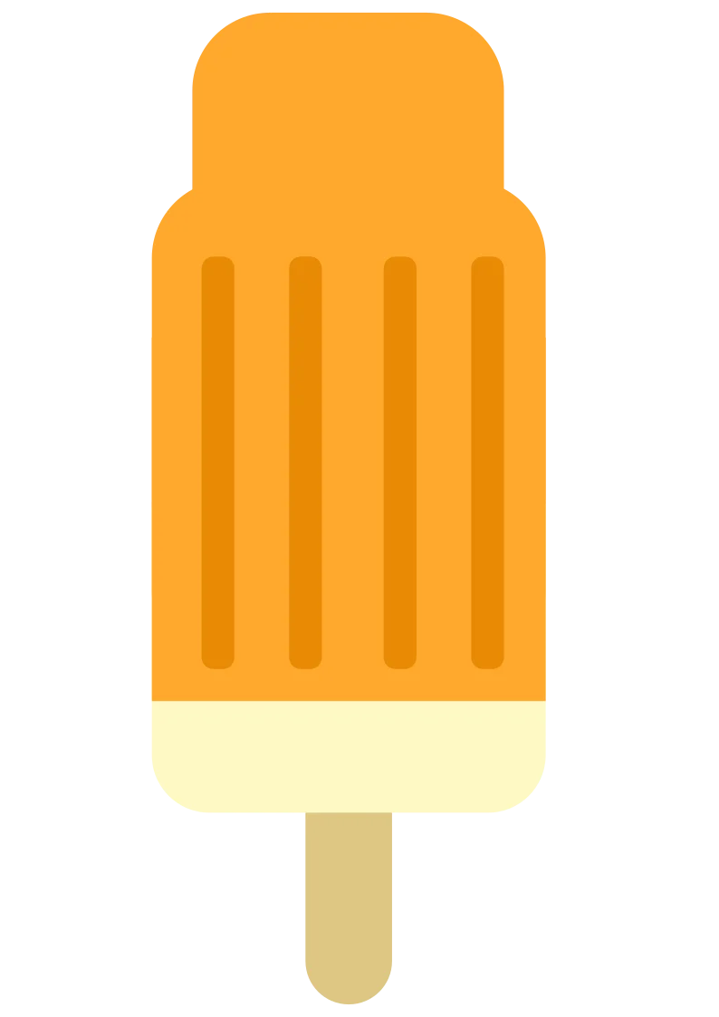 Cheerful Orange Summer Popsicle Clipart with Vertical Texture and Wooden Stick