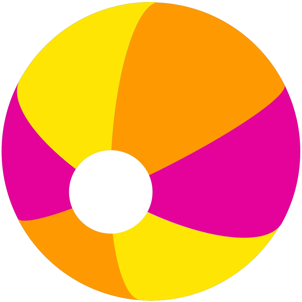 Cheerful Summer Beach Ball Clipart with Bright Radiant Color Segments