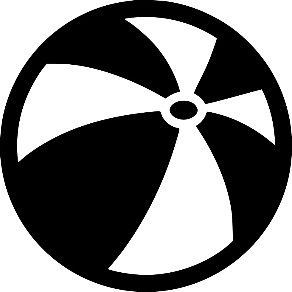 Classic Black and White Beach Ball Clipart - Simple Summer Fun Design