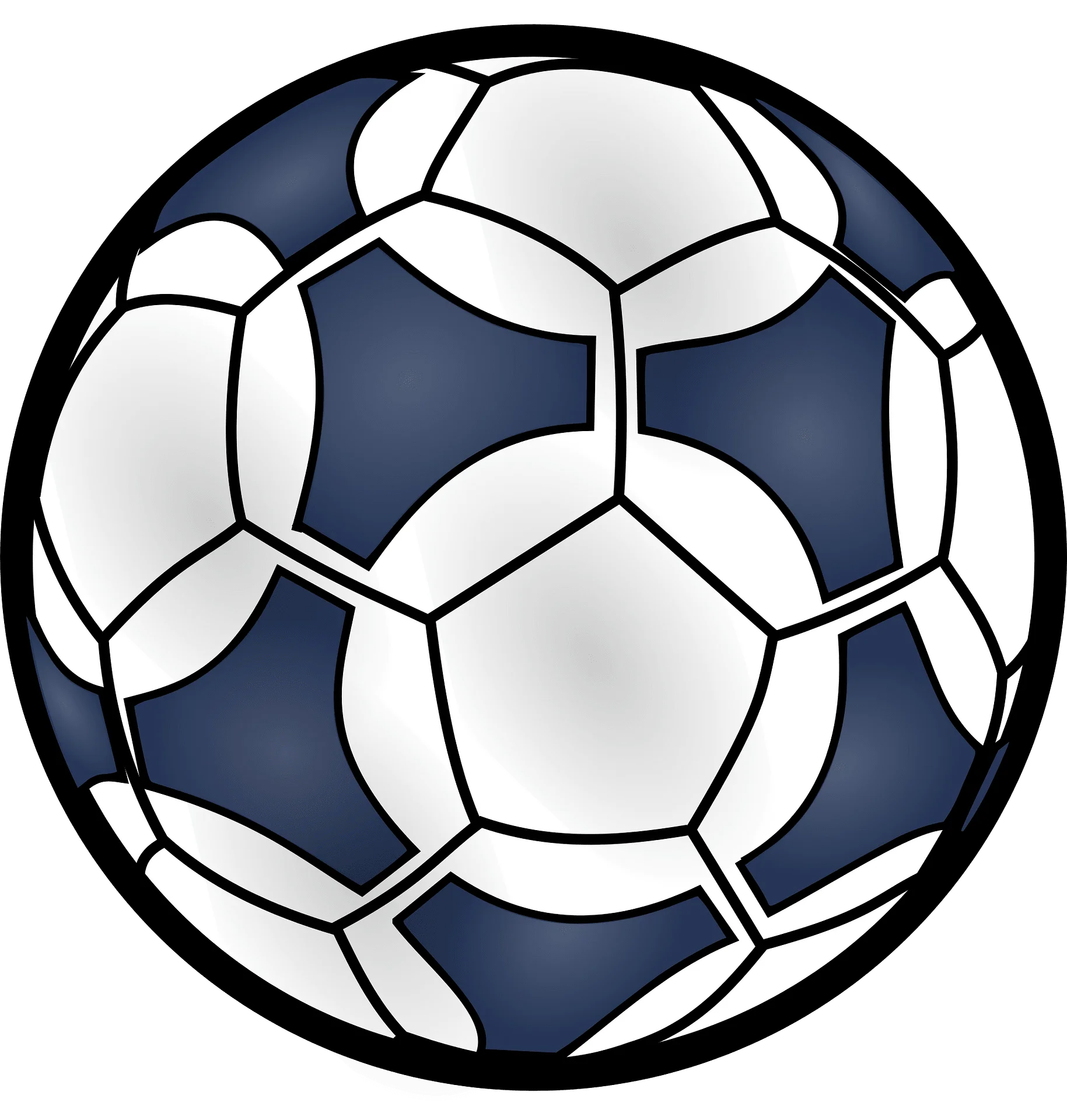 Classic Blue and White Soccer Ball Detailed Professional Clipart Design