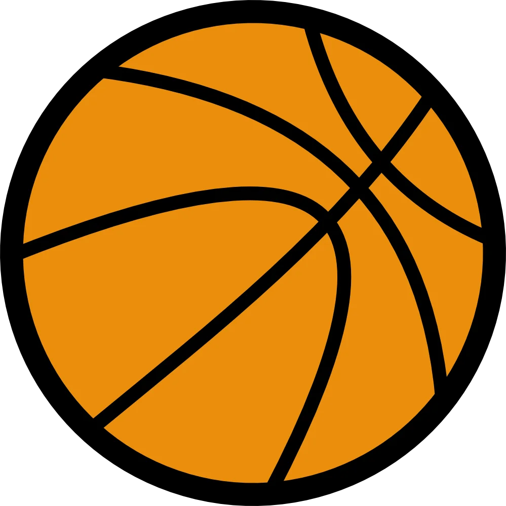 Classic Orange Basketball Clipart Design with Bold Black Outline