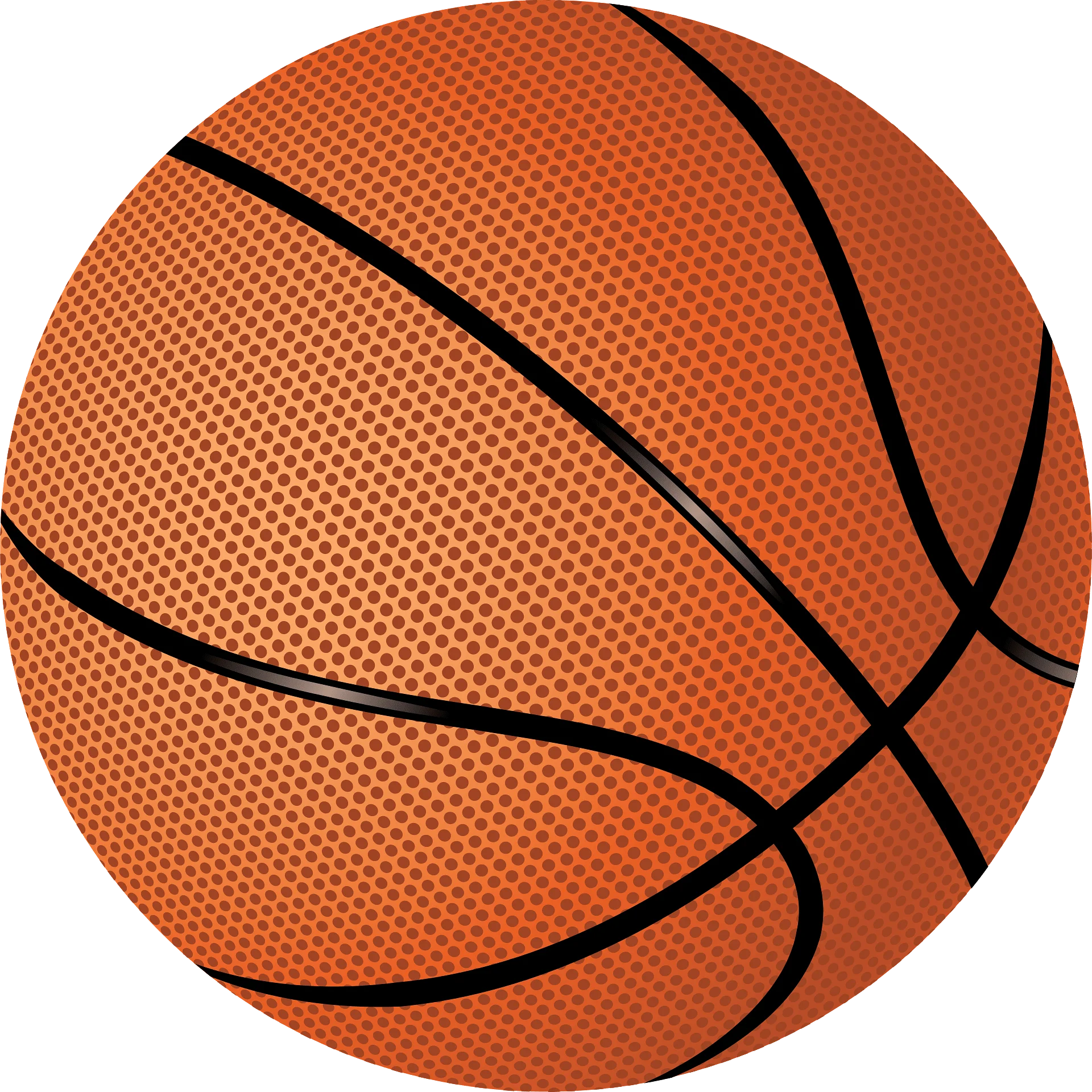 Classic Orange Basketball Clipart Design with Textured Surface and Black Lines