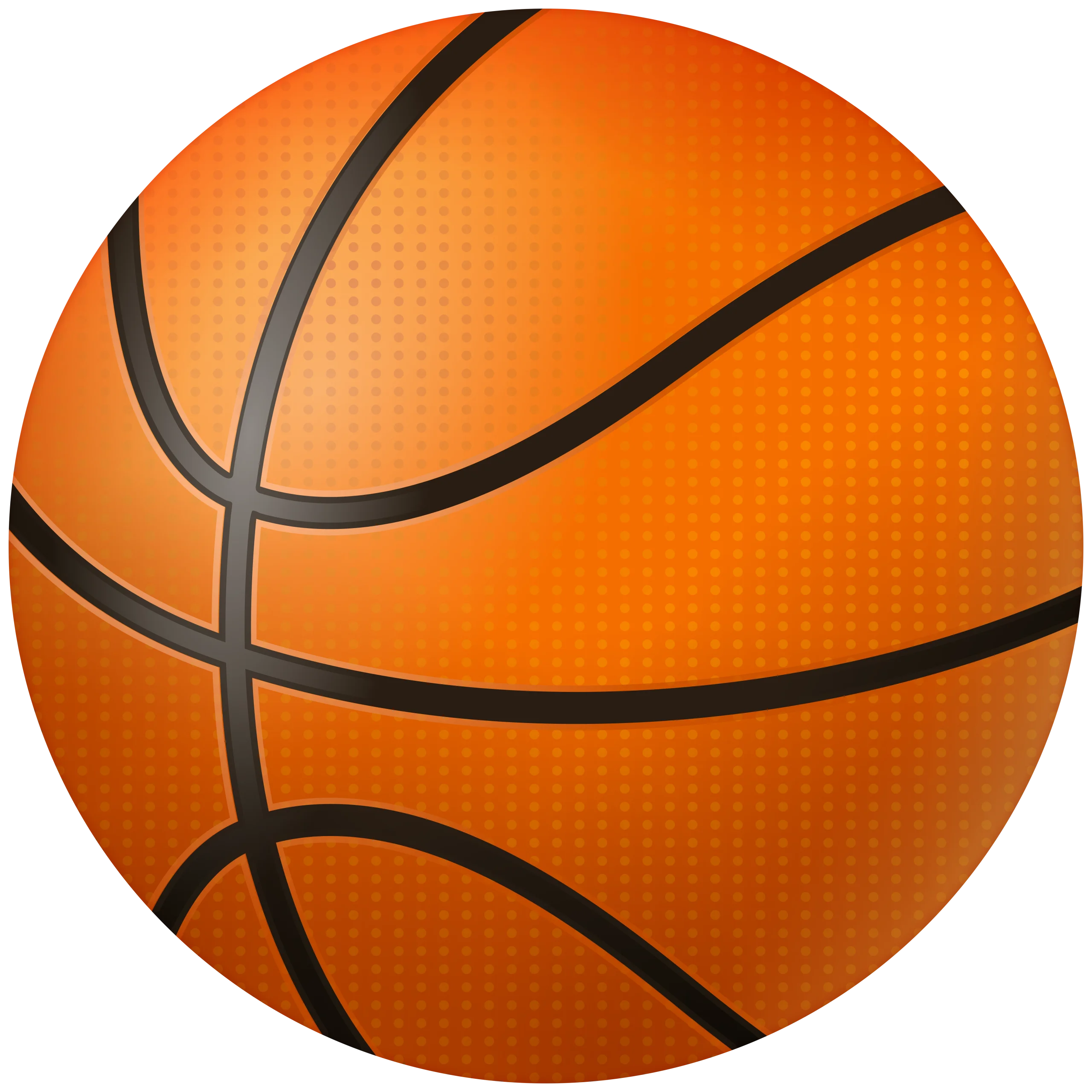 Classic Orange Basketball Clipart with Smooth Black Outline Design