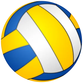 Classic Sports Volleyball Clipart Design with Bold Blue, Yellow, and White Colors