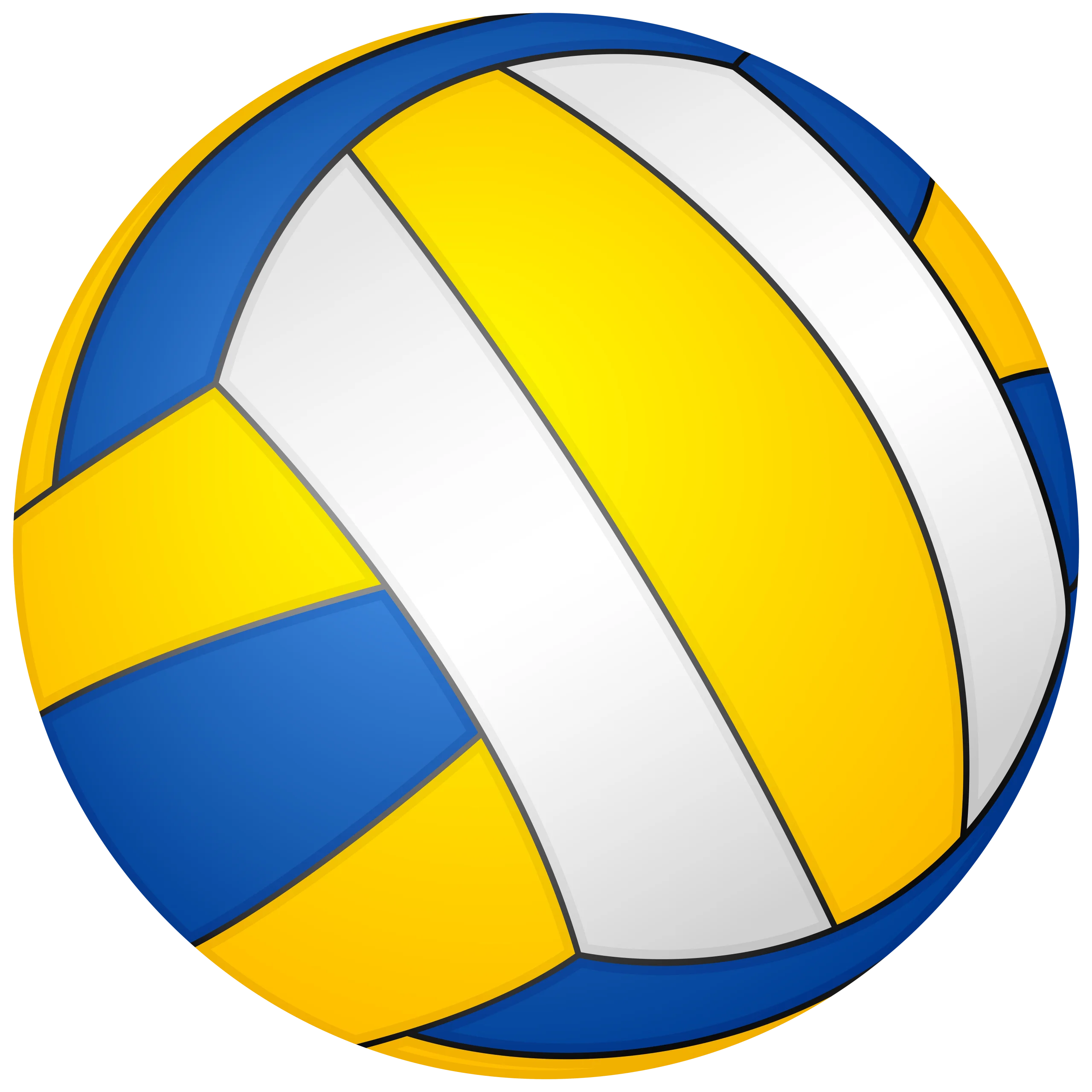 Classic Sports Volleyball Clipart Design with Bold Blue, Yellow, and White Colors
