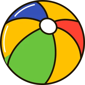 Colorful Beach Ball Clipart Illustration with Rainbow-Like Segments