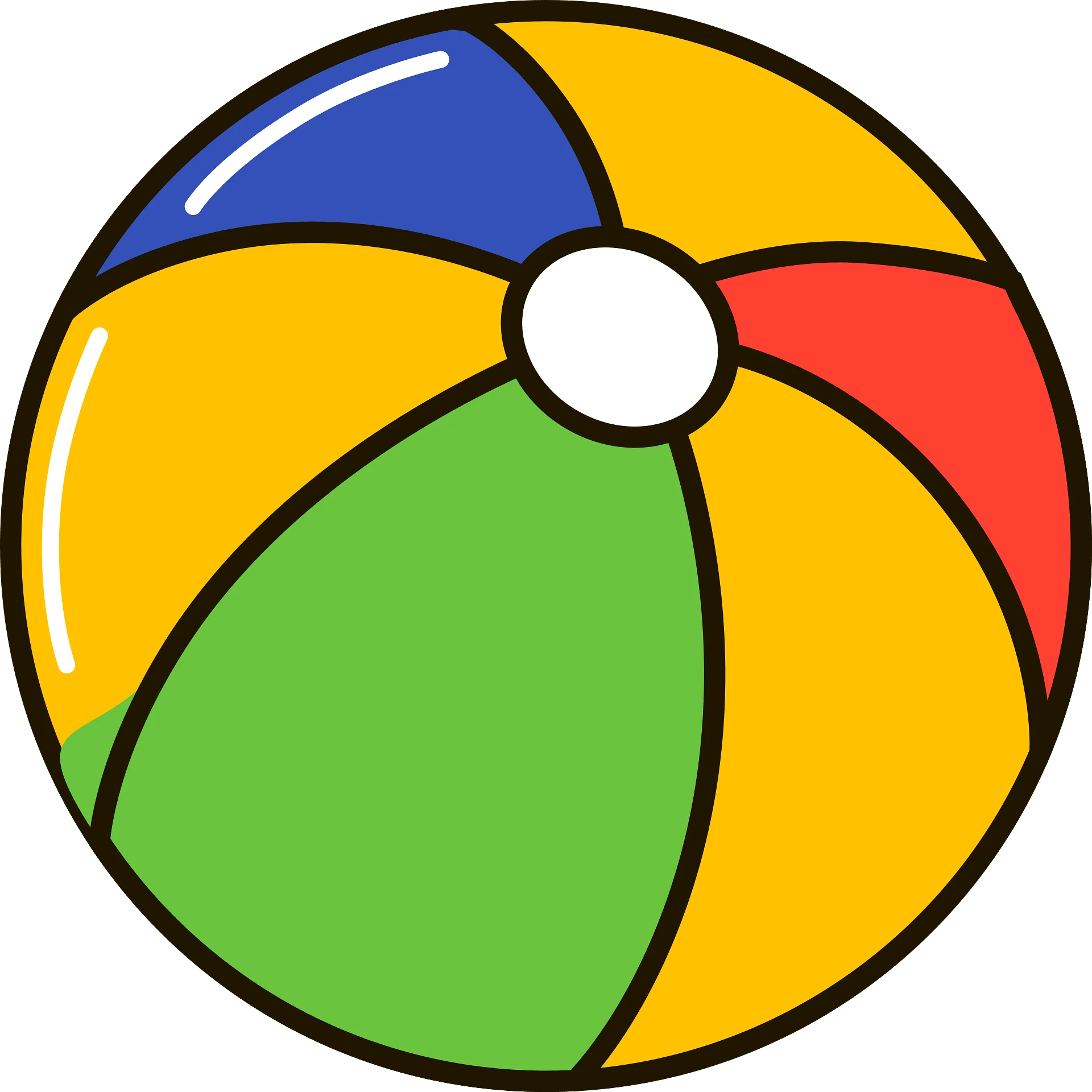 Colorful Beach Ball Clipart Illustration with Rainbow-Like Segments