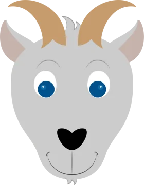 Cute Mountain Goat Face Clipart with Blue Eyes and Soft Expression