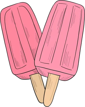 Delightful Pink Twin Popsicle Clipart Illustration for Summer Treats