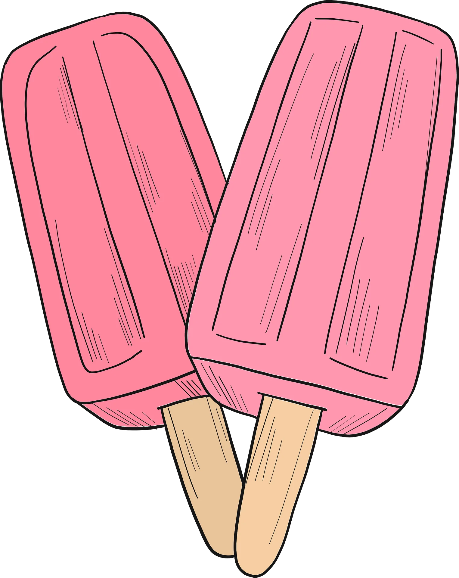 Delightful Pink Twin Popsicle Clipart Illustration for Summer Treats