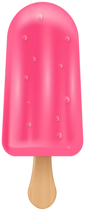 Delightful Strawberry Pink Popsicle Clipart with Glossy Bubbly Texture