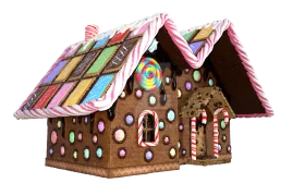 Enchanting Whimsical Candy-Decorated Gingerbread House Christmas Clipart Design