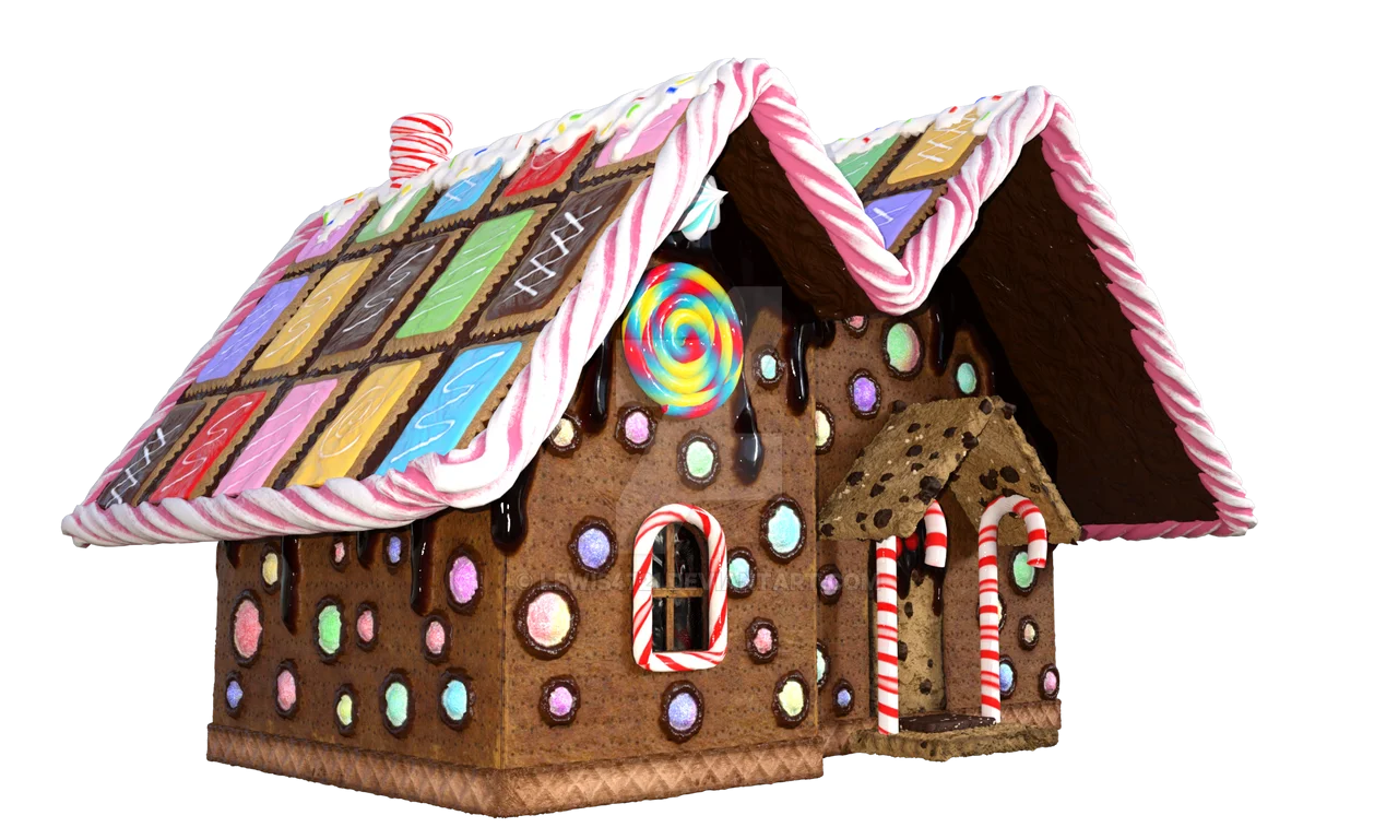 Enchanting Whimsical Candy-Decorated Gingerbread House Christmas Clipart Design