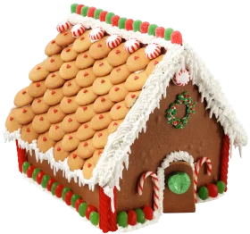 Festive Christmas Gingerbread House Clipart with Detailed Sweet Architectural Design