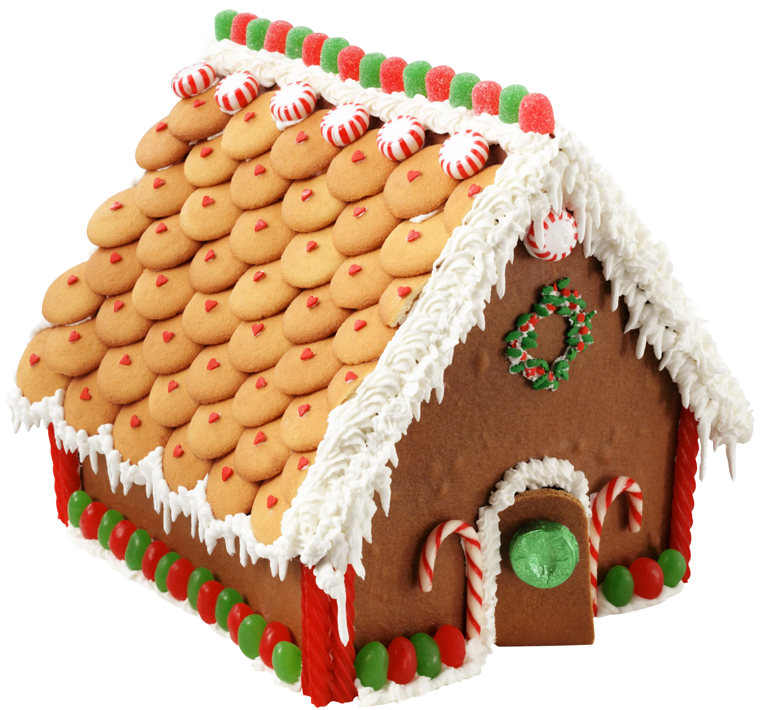 Festive Christmas Gingerbread House Clipart with Detailed Sweet Architectural Design