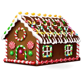 Festive Holiday Gingerbread House Clipart with Colorful Candy Decorations