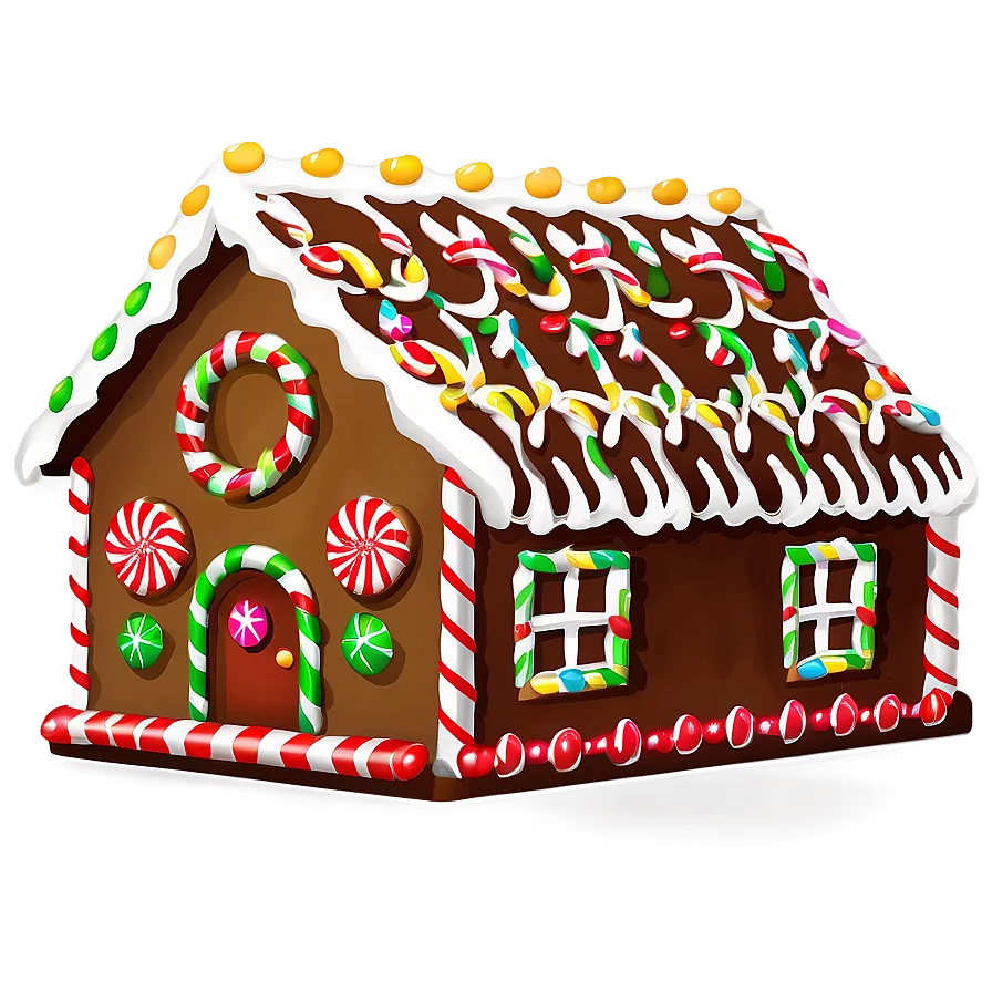 Festive Holiday Gingerbread House Clipart with Colorful Candy Decorations