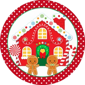 Festive Whimsical Christmas Gingerbread House Scene Cute Clipart Design