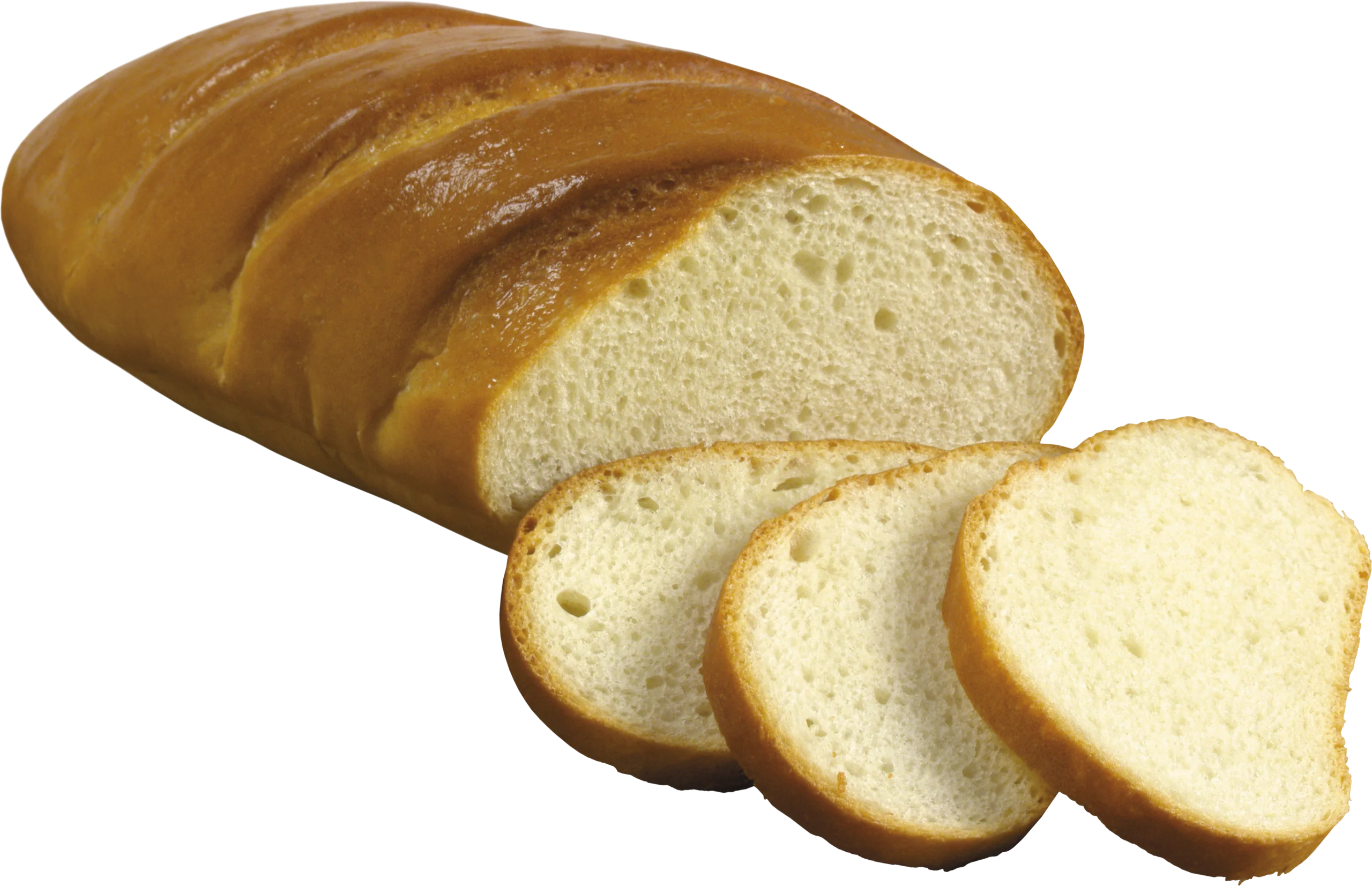 Freshly Baked White Bread Loaf Clipart with Golden Sliced Edges