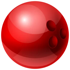 Glossy Red Three-Hole Bowling Ball Clipart Graphic Design Element