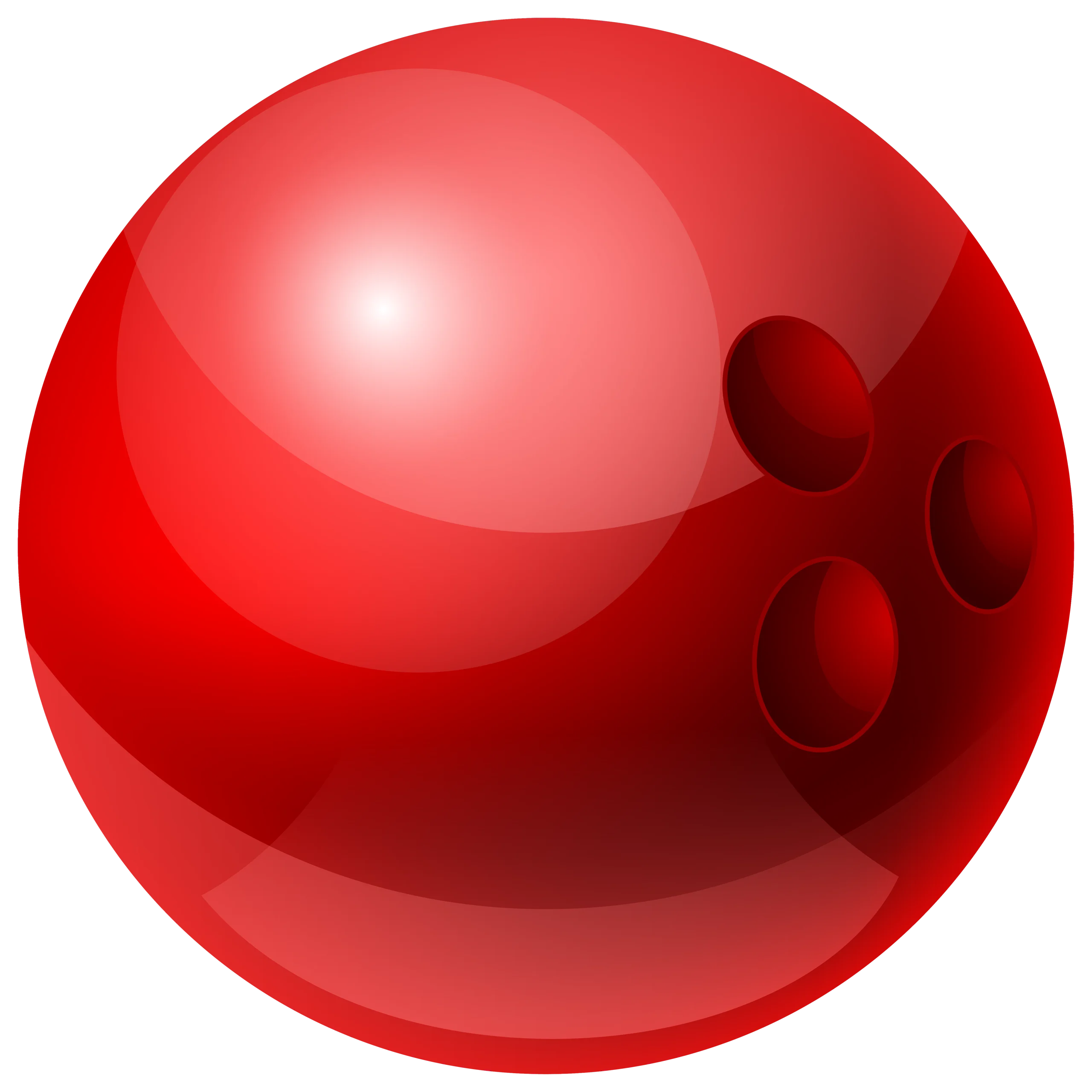 Glossy Red Three-Hole Bowling Ball Clipart Graphic Design Element