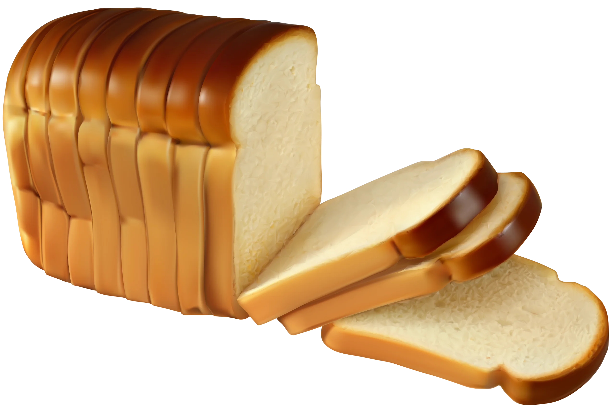 Golden-Brown Sliced Bread Clipart: Fresh Bakery Illustration with Soft Texture