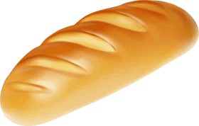 Golden Crusty French Bread Clipart with Smooth Curved Texture and Warm Glow