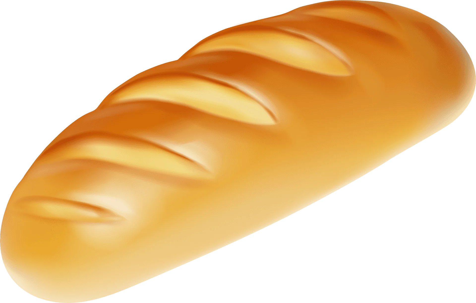 Golden Crusty French Bread Clipart with Smooth Curved Texture and Warm Glow