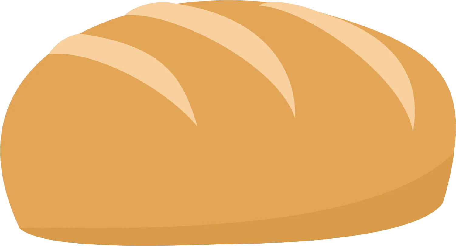 Golden Freshly Baked Classic Bread Loaf Simple Cartoon Clipart Design