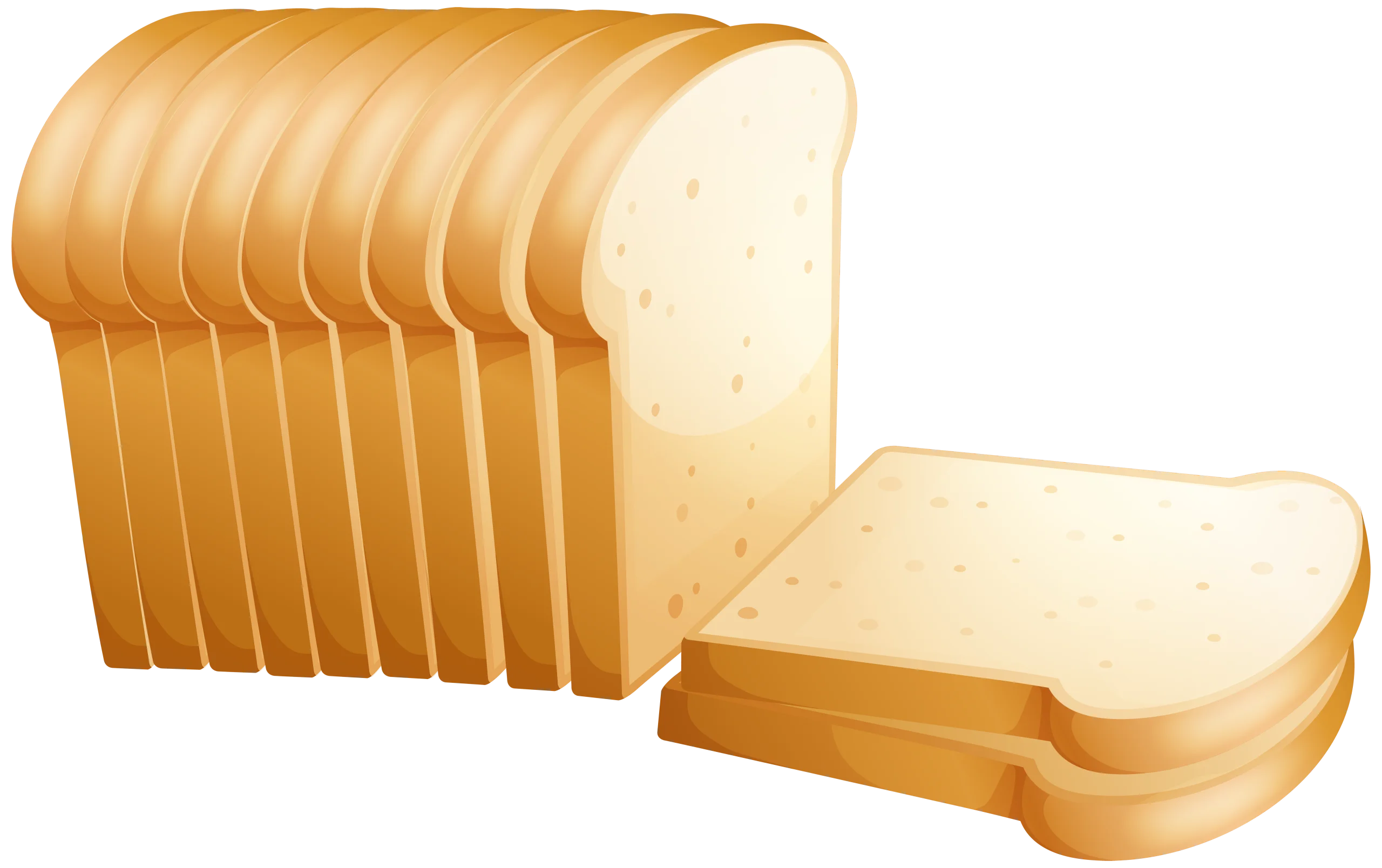 Golden Sliced White Bread Clipart - Fresh Bakery Illustration