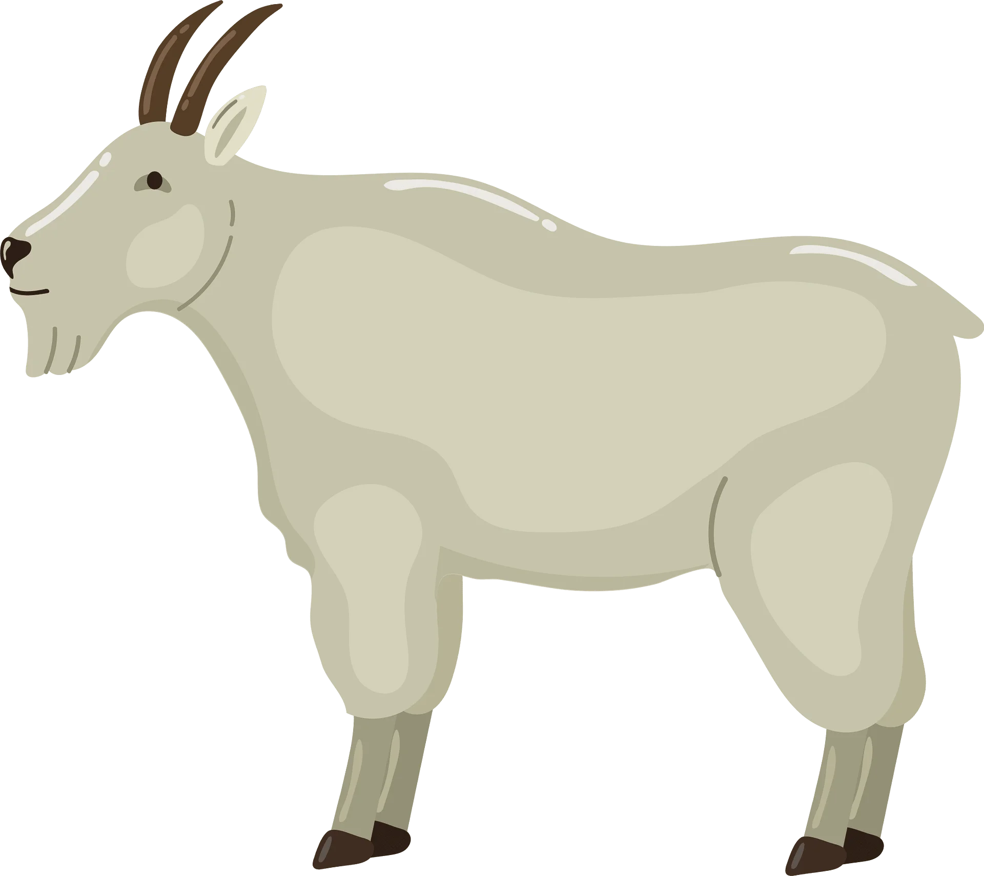 Minimalist Mountain Goat Stylized Clipart Illustration with Soft Shading