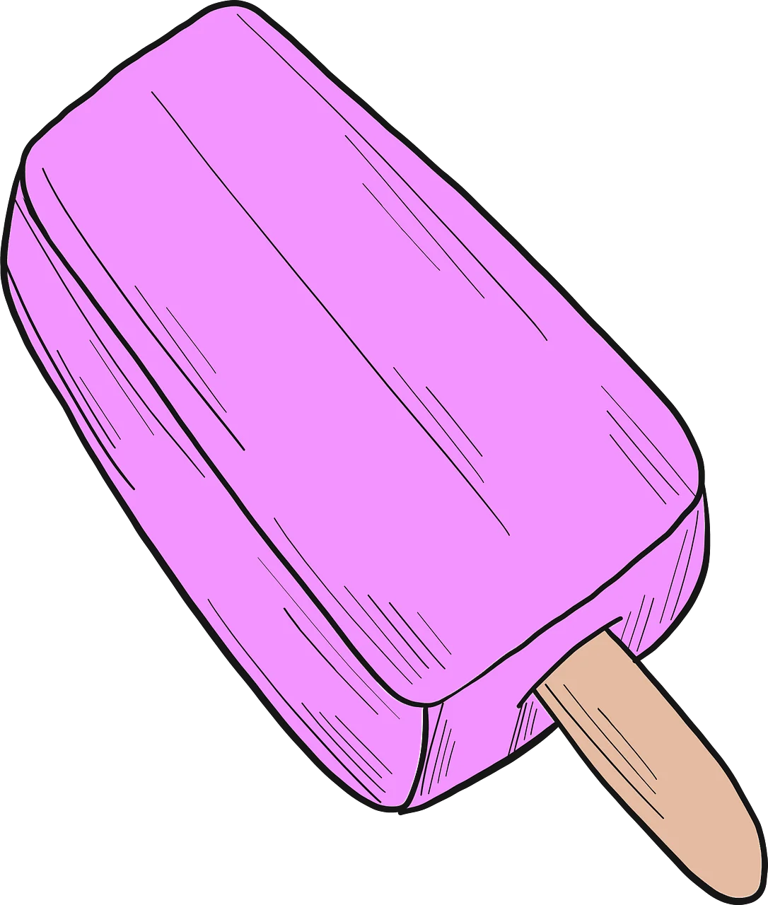Pastel Pink Popsicle Clipart Design with Wooden Stick Summer Treat Illustration