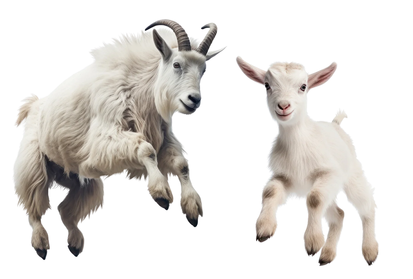 Playful Alpine Mountain Goats Leaping High Realistic Goat Clipart Collection