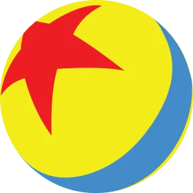 Playful Red Star Adorning Bright Yellow and Blue Spherical Clipart Design
