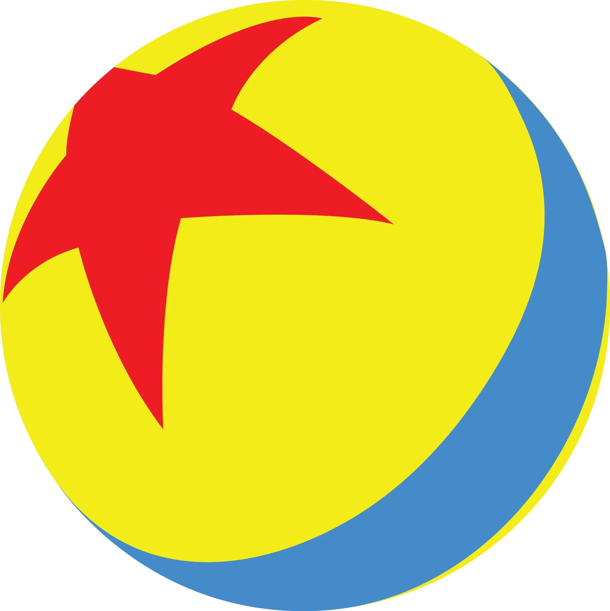 Playful Red Star Adorning Bright Yellow and Blue Spherical Clipart Design