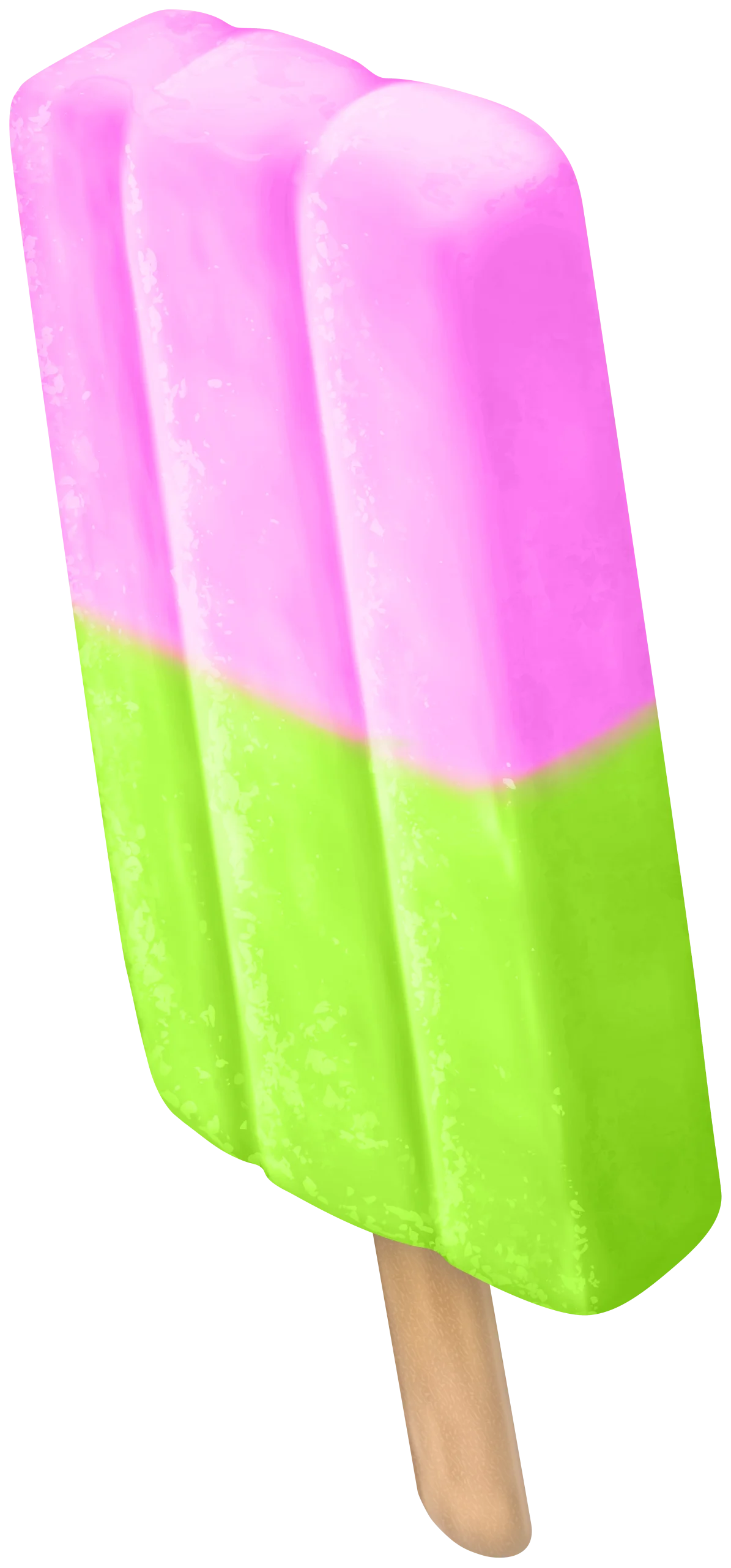 Refreshing Two-Tone Pink and Green Summer Treat Popsicle Clipart Design