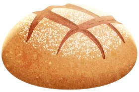 Rustic Golden Artisan Bread Clipart with Flour-Dusted Crust and Crosshatch Scoring