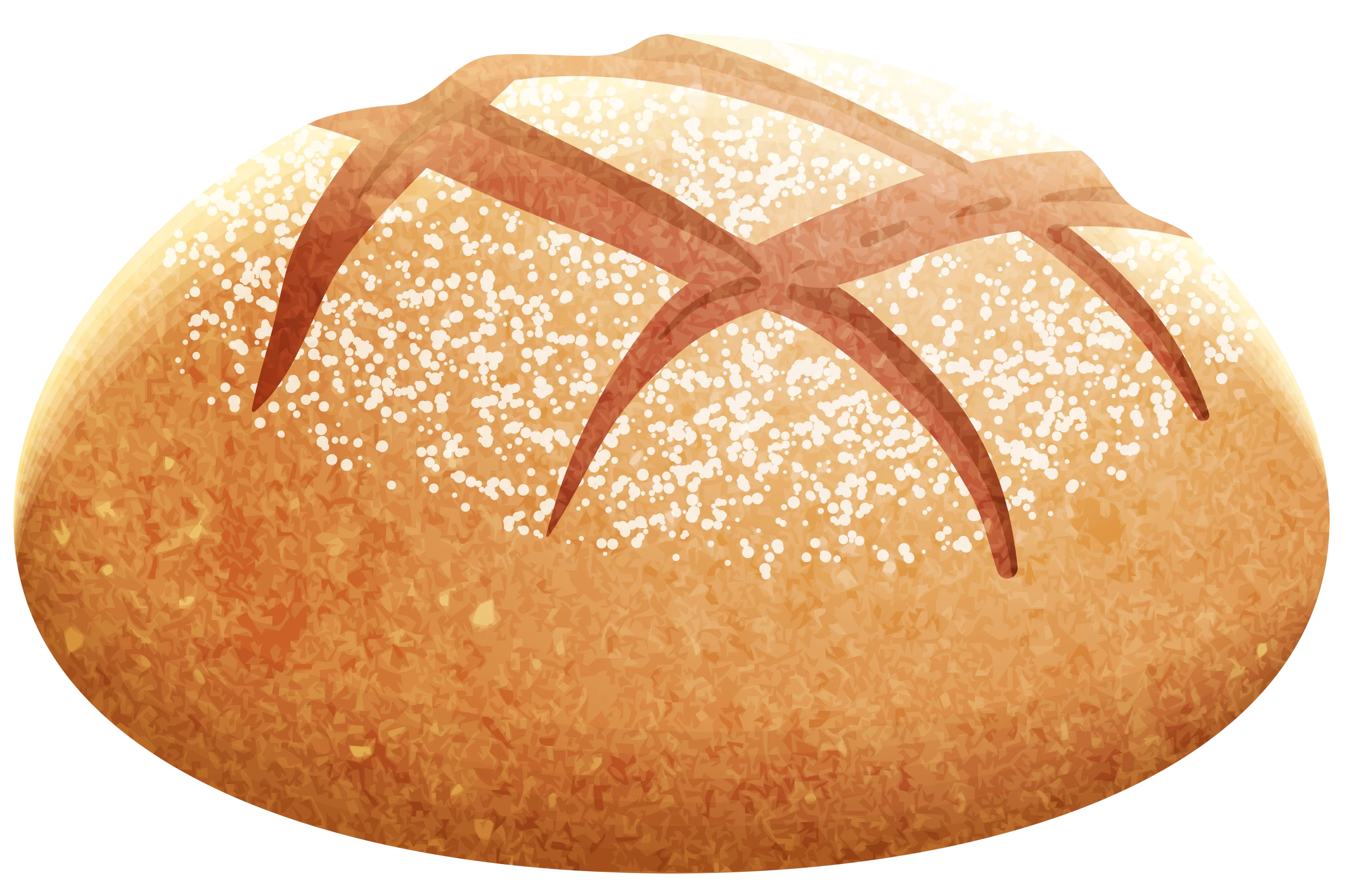 Rustic Golden Artisan Bread Clipart with Flour-Dusted Crust and Crosshatch Scoring