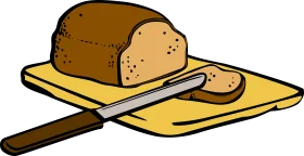 Rustic Homemade Bread Clipart with Wooden Cutting Board and Knife