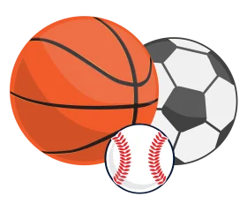 Sports Equipment Clipart Collection: Basketball, Soccer, and Baseball Graphic Design