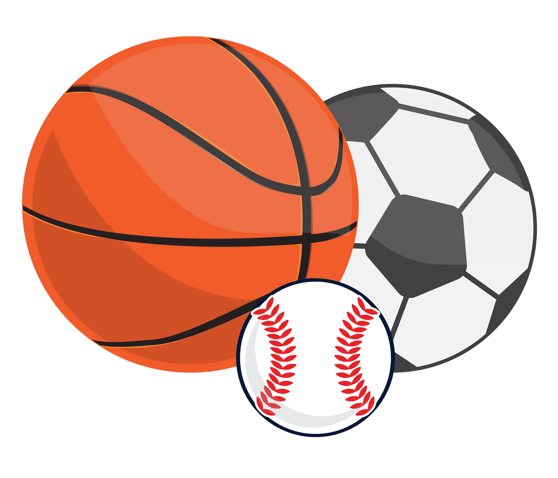 Sports Equipment Clipart Collection: Basketball, Soccer, and Baseball Graphic Design