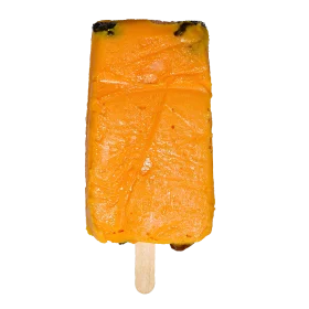 Sunny Orange Tropical Popsicle Clipart with Wooden Stick and Textured Surface