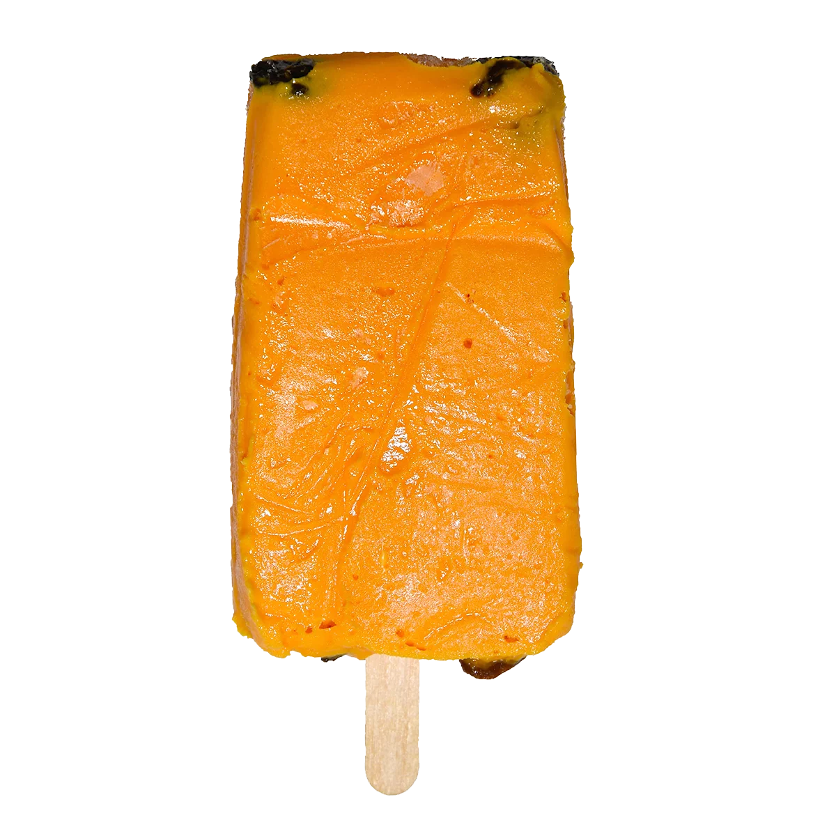 Sunny Orange Tropical Popsicle Clipart with Wooden Stick and Textured Surface