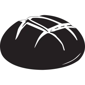 Traditional Round Sourdough Bread Clipart with Artisan Scoring Lines